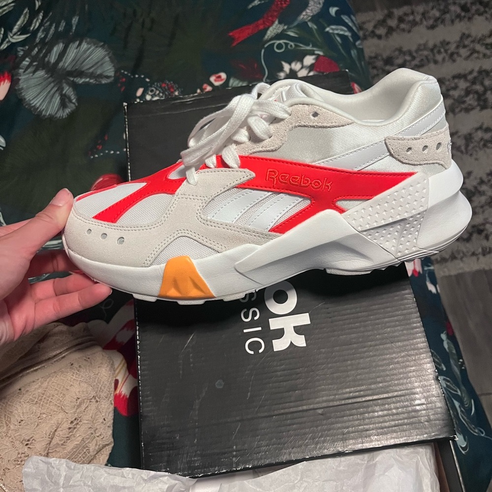 Reebok White and Red Athletic Shoes